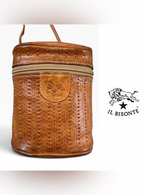 Il Bisonte Vintage brown textured leather cylindrical crossbod